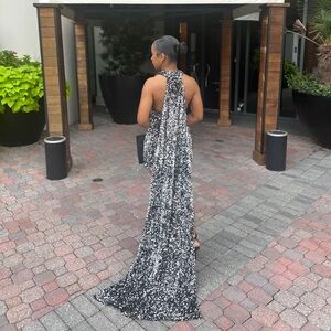 Sequin dress detachable cape